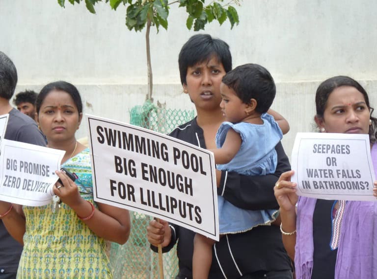 Hyderabad: Residents hold silent protest against builder in KPHB