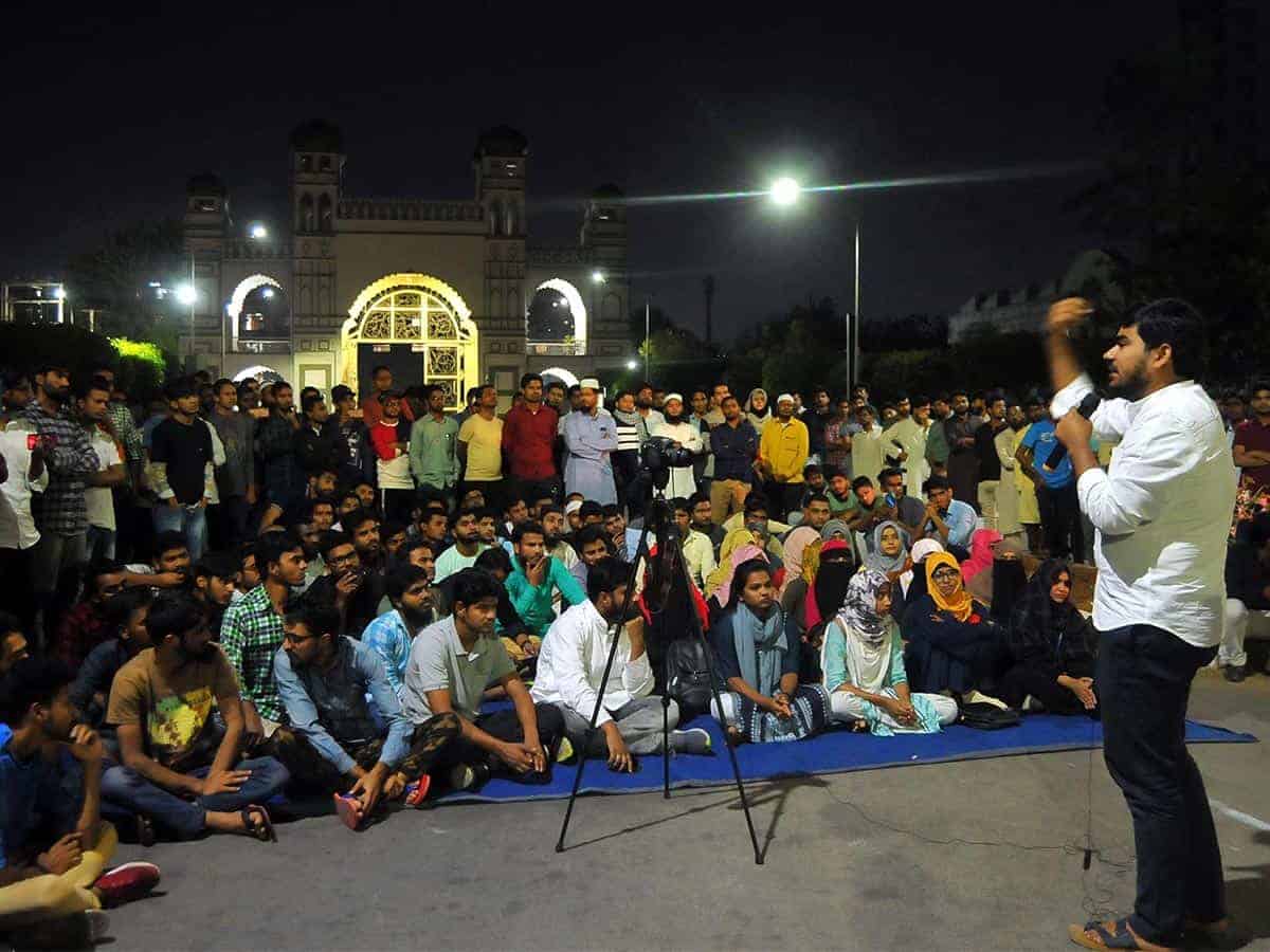 Former AMU president participates in anti-CAA protest at MANUU