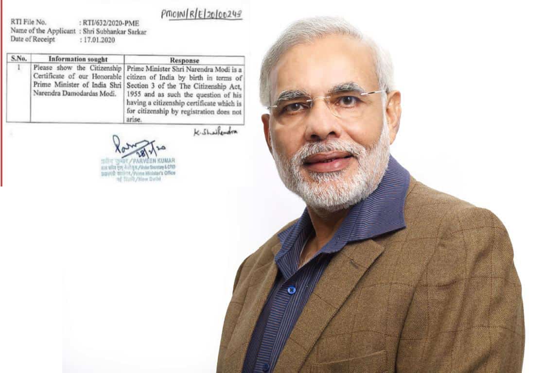 RTI response on Modi's citizenship