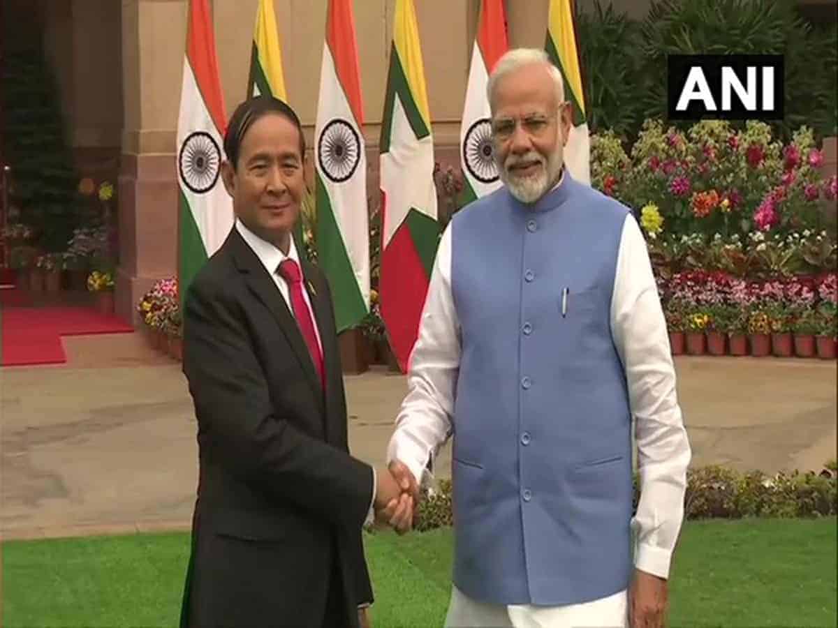 U Win Myint and Narendra Modi