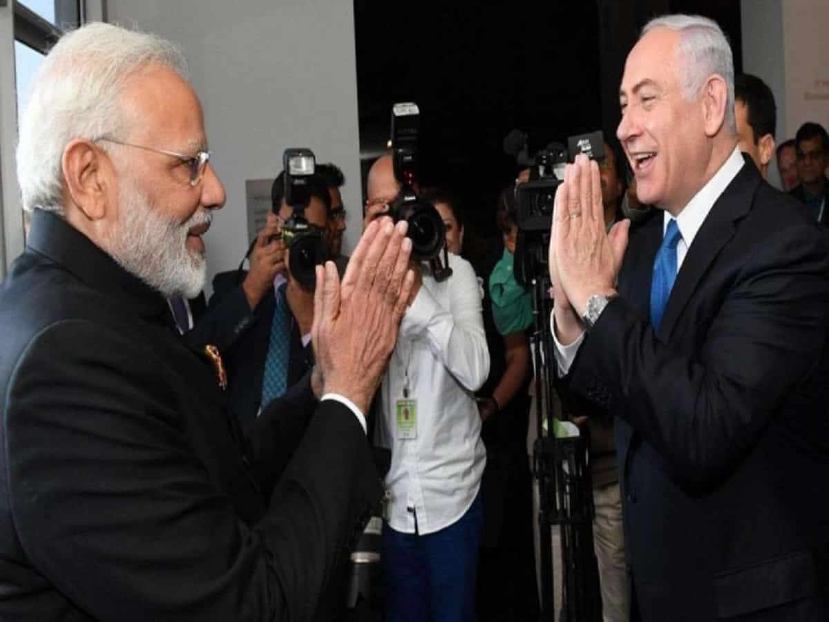 PM Modi, Benjamin Netanyahu greet each other with Namaste. Twitter