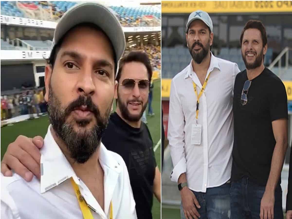 Yuvraj Singh with Shahid Afridi