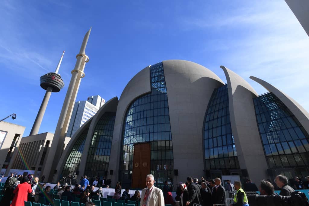 Cologne's Central Mosque run by German-Turkish organization DITIB is pictured on September 29, 2018 in western Germany. (Photo by Patrik STOLLARZ / AFP)