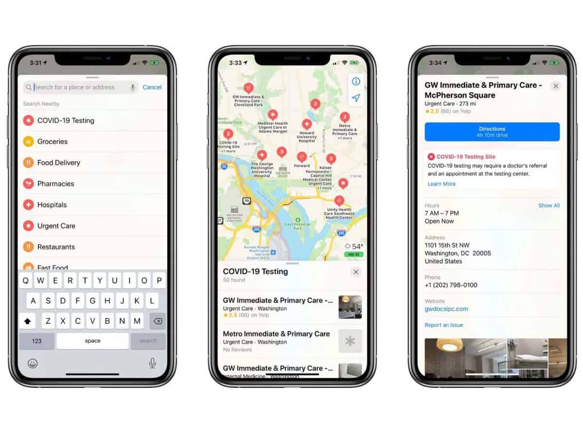 Apple adds COVID-19 testing sites to its Maps across US