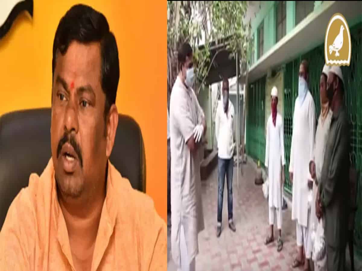 Raja Singh visits Masjid and distributed food packets