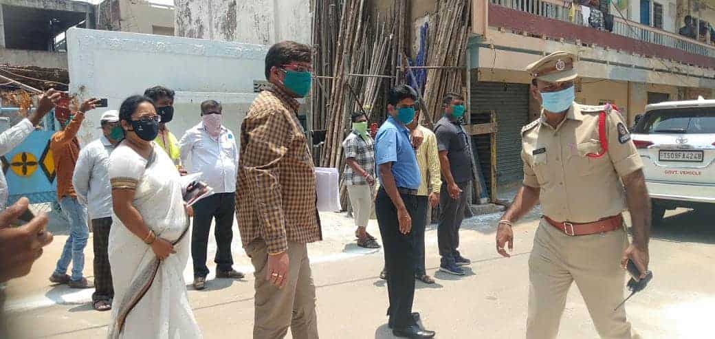 GHMC officials along with Nodal Officers inspecting at Madannapet in Hyderabad on Saturday.