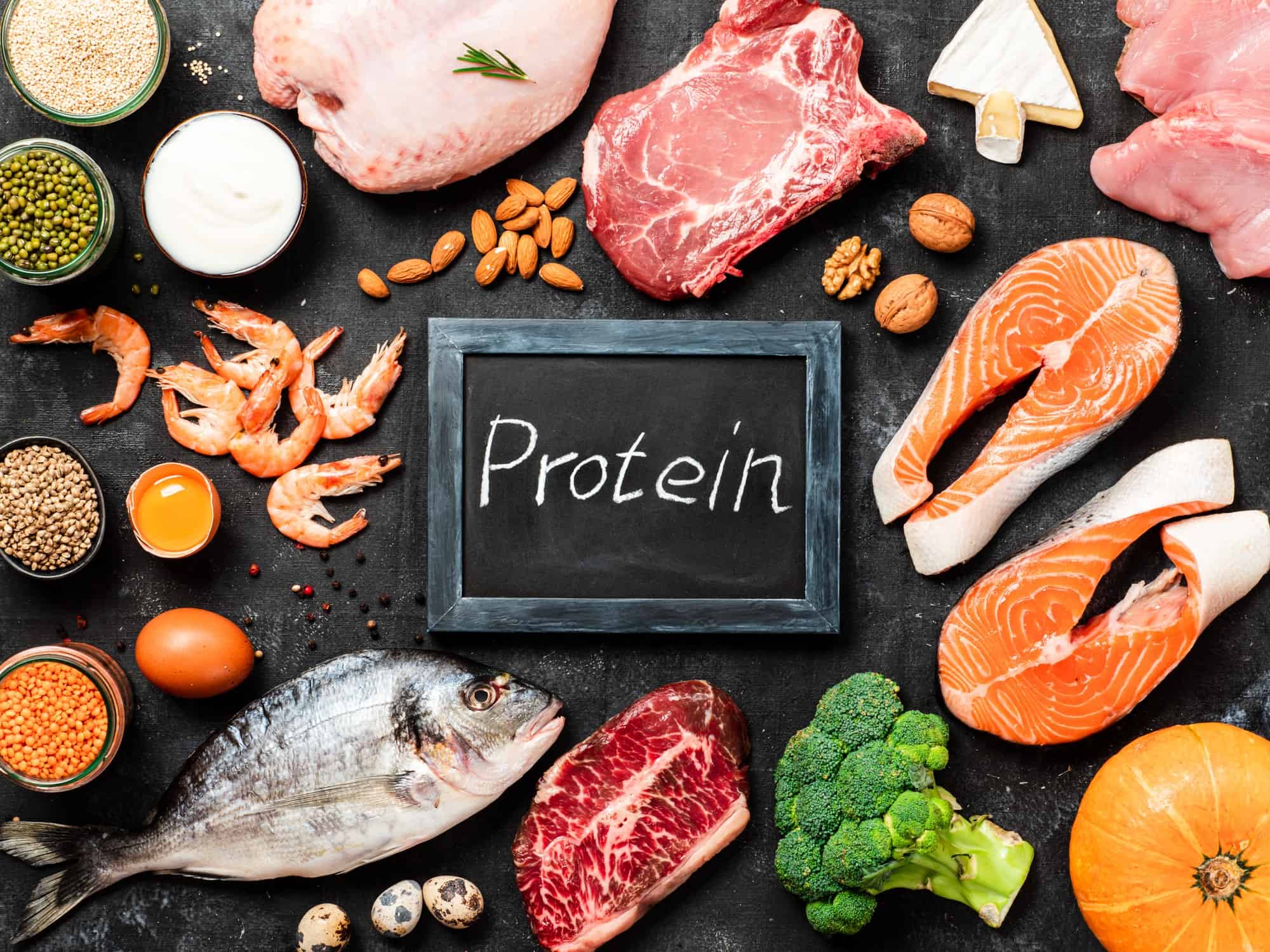 Protein sources concept, top view or flat lay
