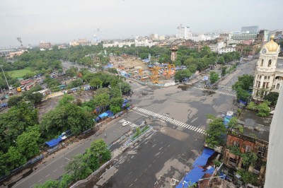 Police lockdown in Kharagpur on Wednesday