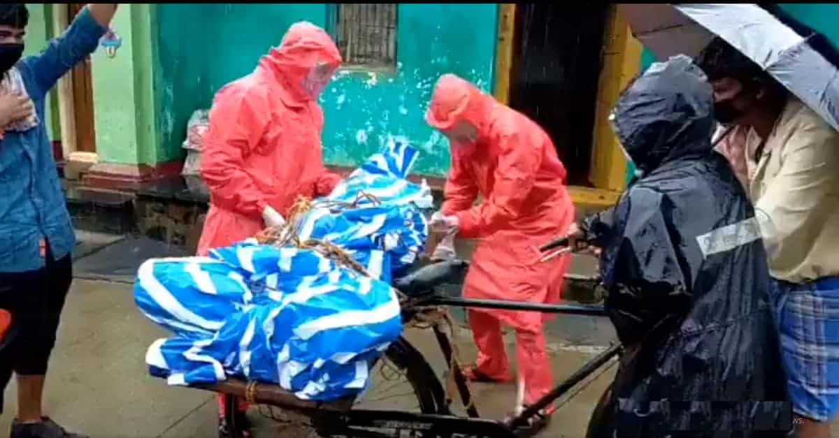 dead body on bicycle