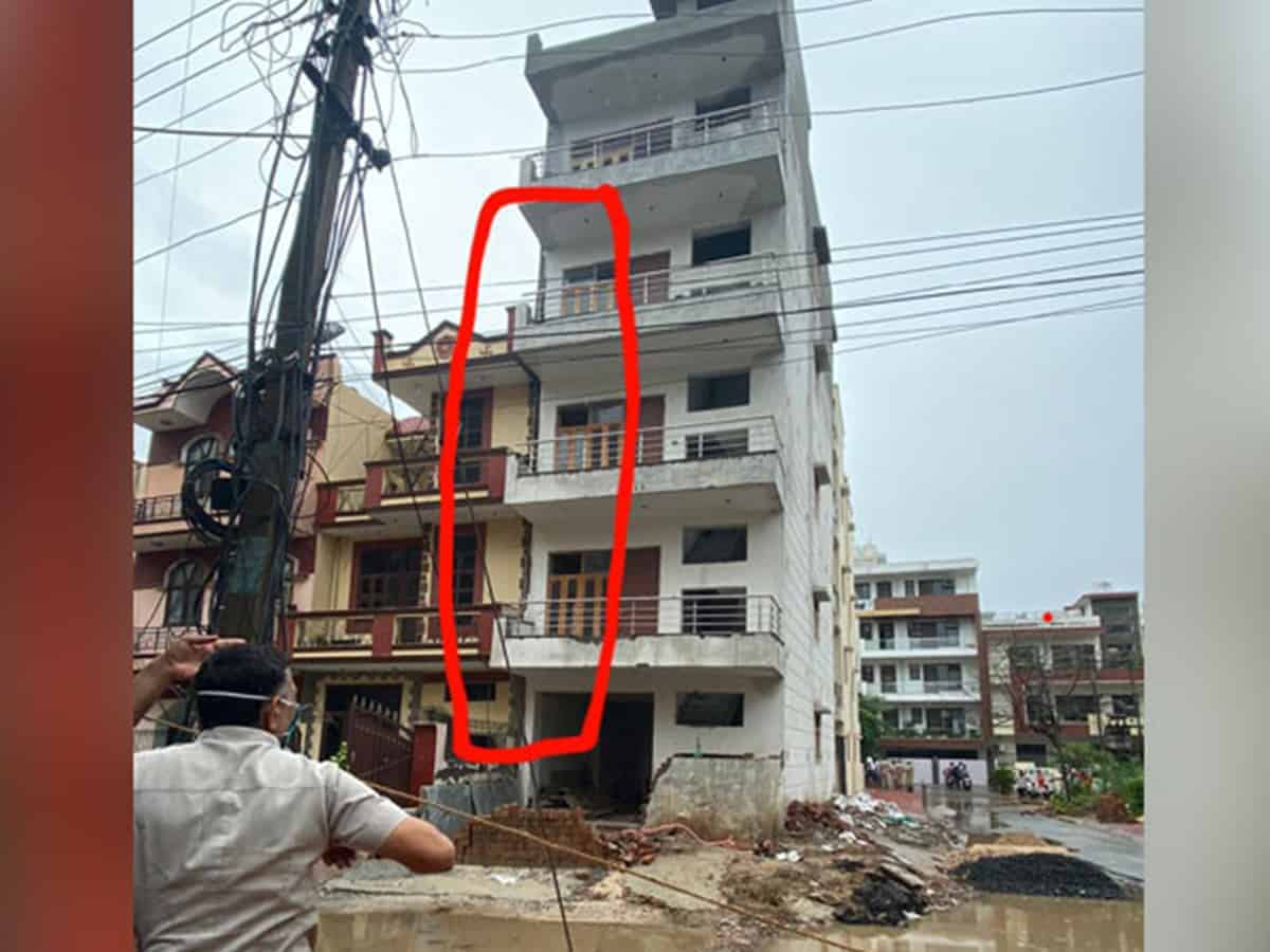 Residents evacuated Gurugram building after it bent on one side due to heavy rains