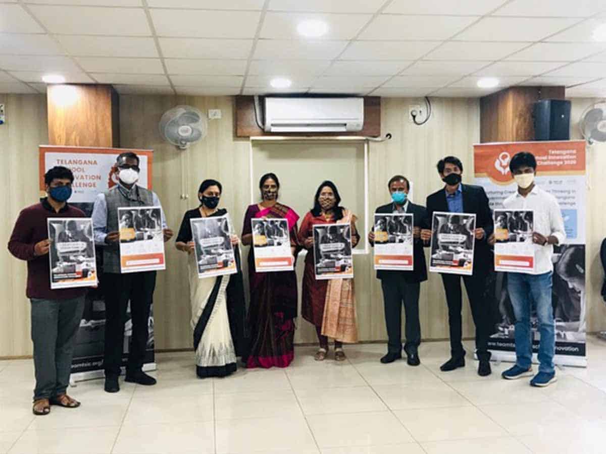 Telangana Education Minister launch poster of School Innovation Challenge for govt school students