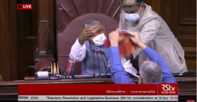 Aggressive Derek tears documents, opposition force brief adjournment