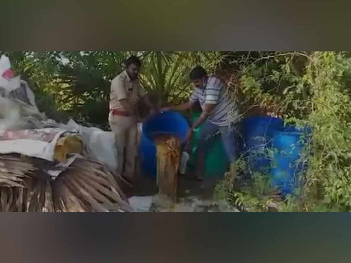 Country liquor units raided in Andhra's Nellore, 3,500 litres jaggery wash destroyed
