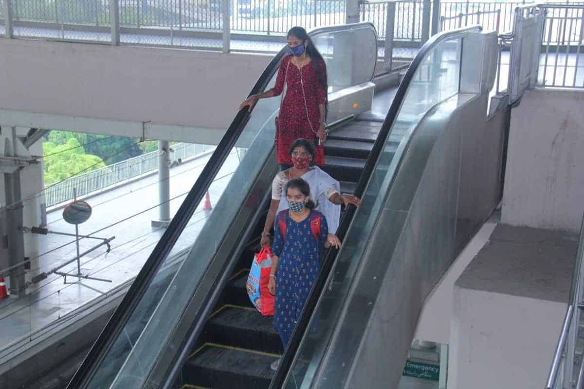Passengers travelling in Hyderabad Metro Rail