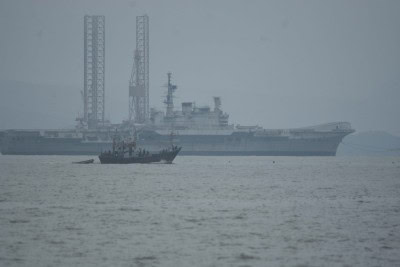 Navy's indigenous advanced frigate 'Himgiri' makes first contact with water