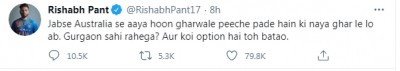 Pant asks for suggestions to buy new house after Aus tour