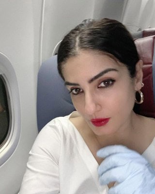 Raveena Tandon's final checks before jetting off