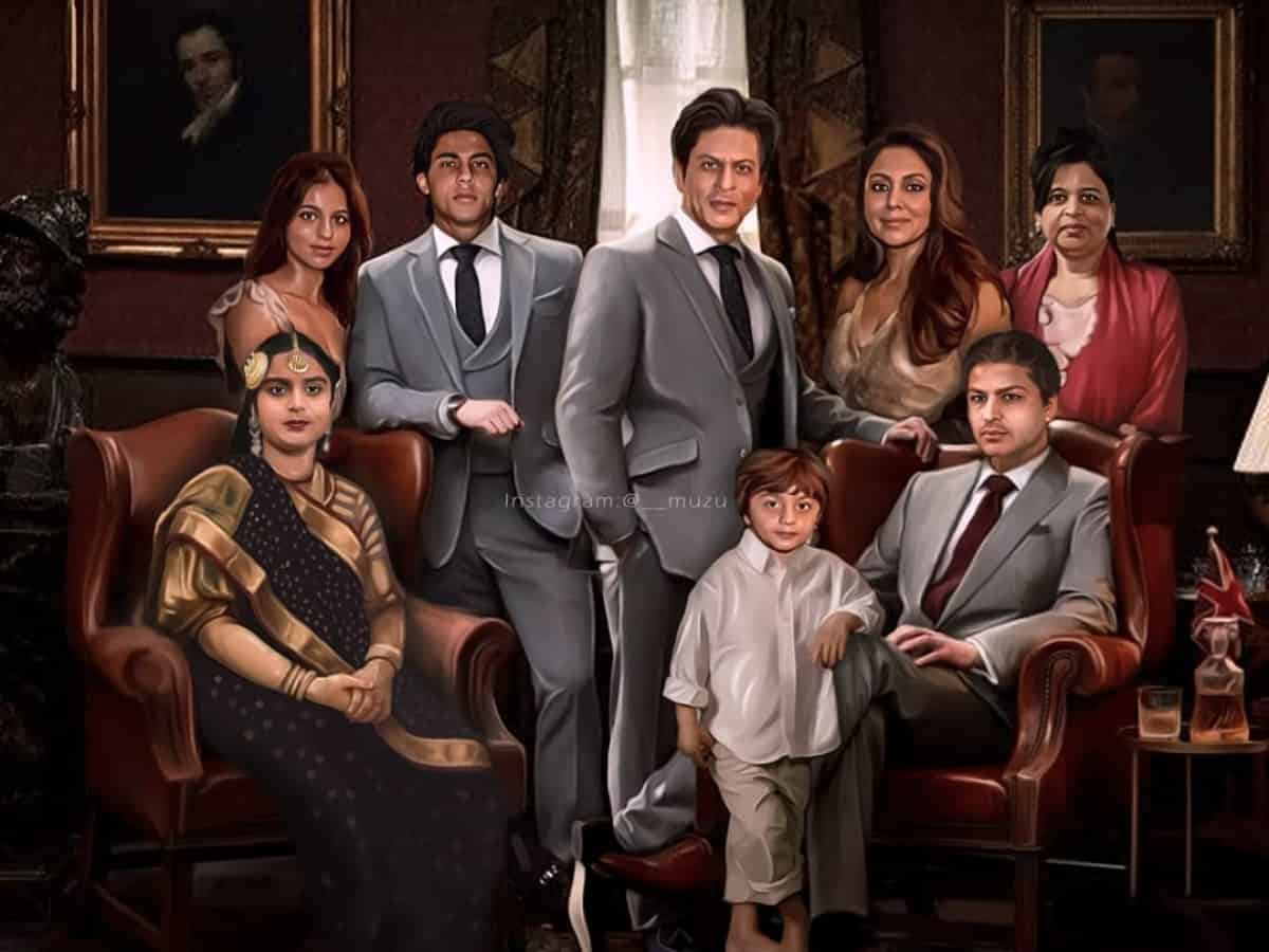 Fanmade royal potrait of SRK and his complete family is unmissable!