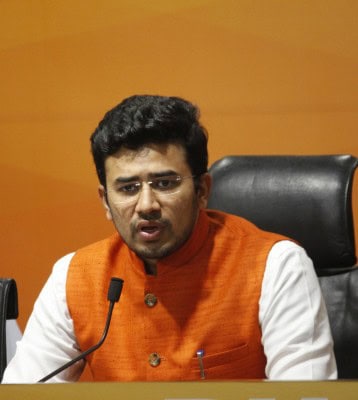 Bengaluru MP Tejasvi Surya flies in LCA at air show