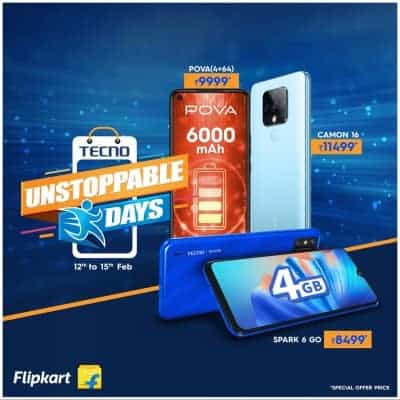 TECNO announces 'Unstoppable Days Sale' on Flipkart with new offers