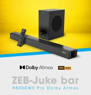 Zebronics launches Dolby Atmos Soundbar with wireless subwoofer