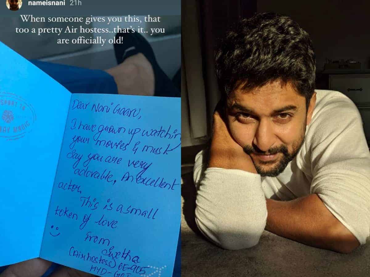 Actor Nani on cloud nine as he receives 'token of love' from Hyderabadi air hostess