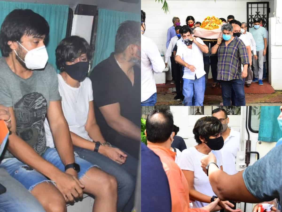 Pictures and videos from Mandira Bedi's husband Raj Kaushal's funeral