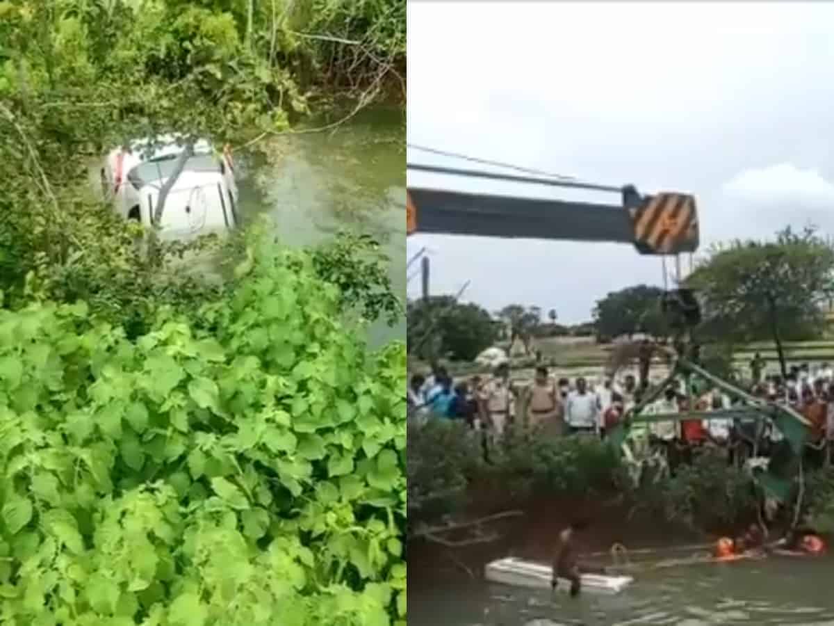 Car plunges into well in Karimnagar, four feared dead
