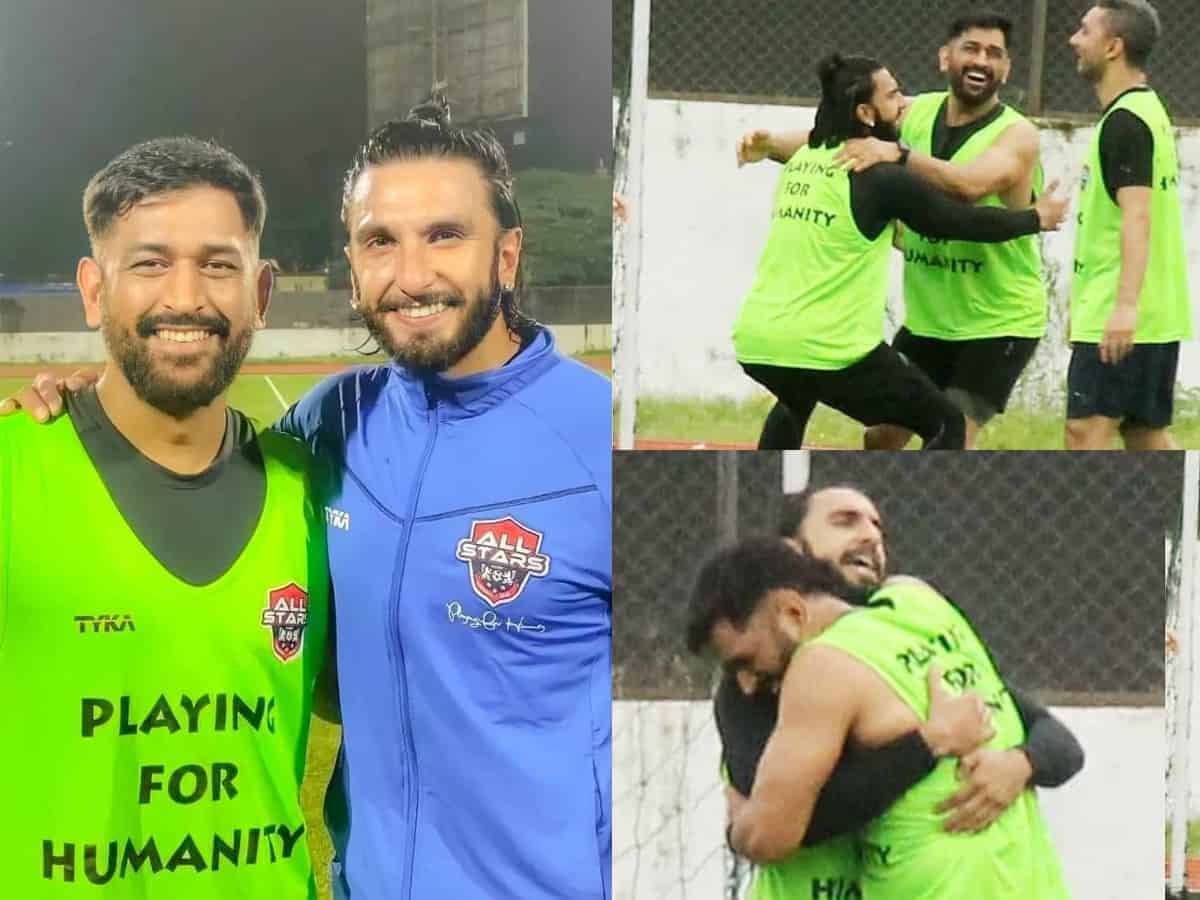 Trending: Ranveer Singh, MS Dhoni share fun moments during their football match