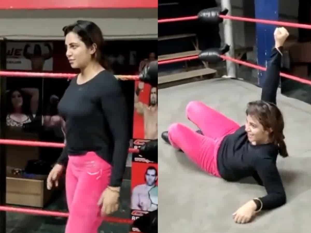Arshi Khan practices wrestling, beats man in seconds [Video]