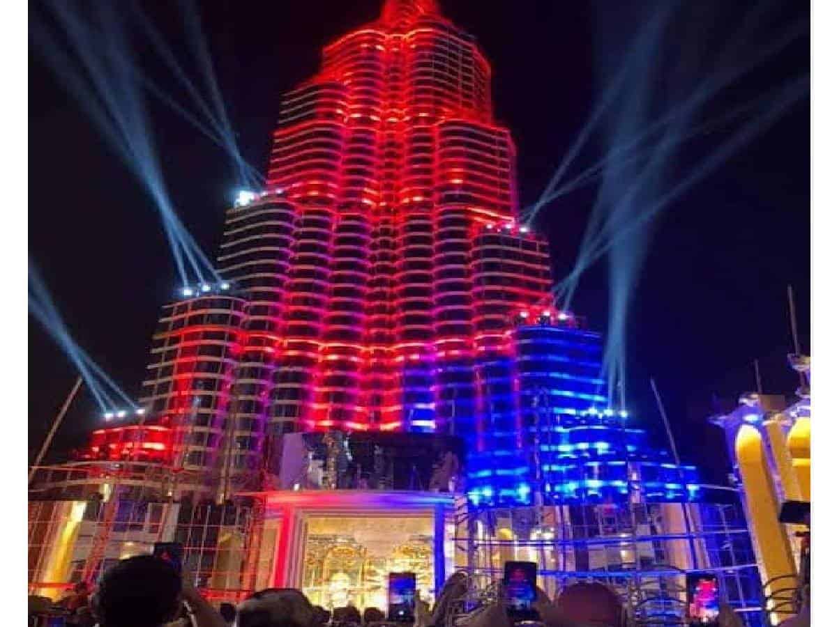 Durga Puja pandal in Kolkata built on the theme of Burj Khalifa