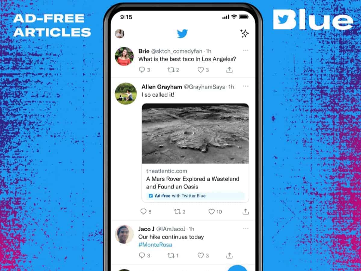 Twitter's Blue subscription to allow undo tweets, read ad-free news