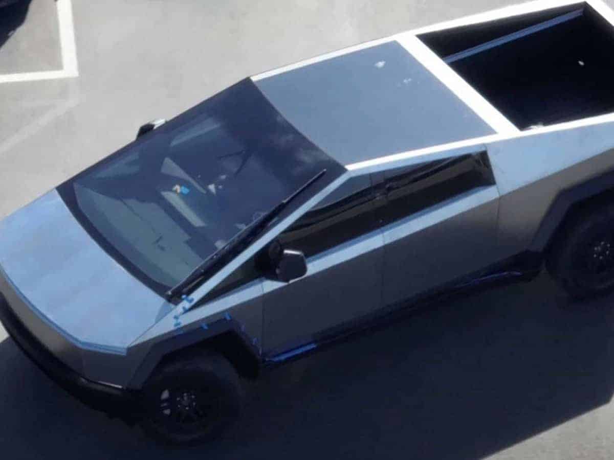 Tesla Cybertruck with updated design spotted on test track