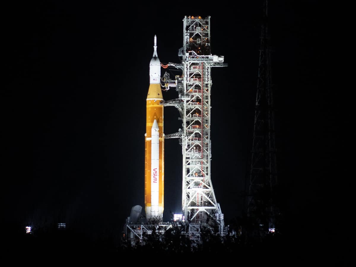 NASA's Artemis 1 mega SLS moon rocket makes public debut