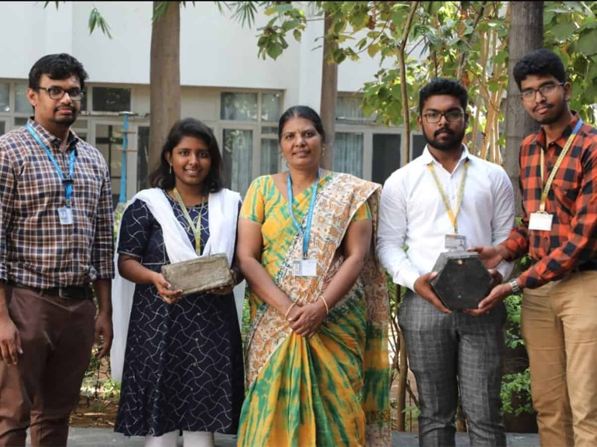 Indian students turn PPE waste into eco-friendly bricks without cement