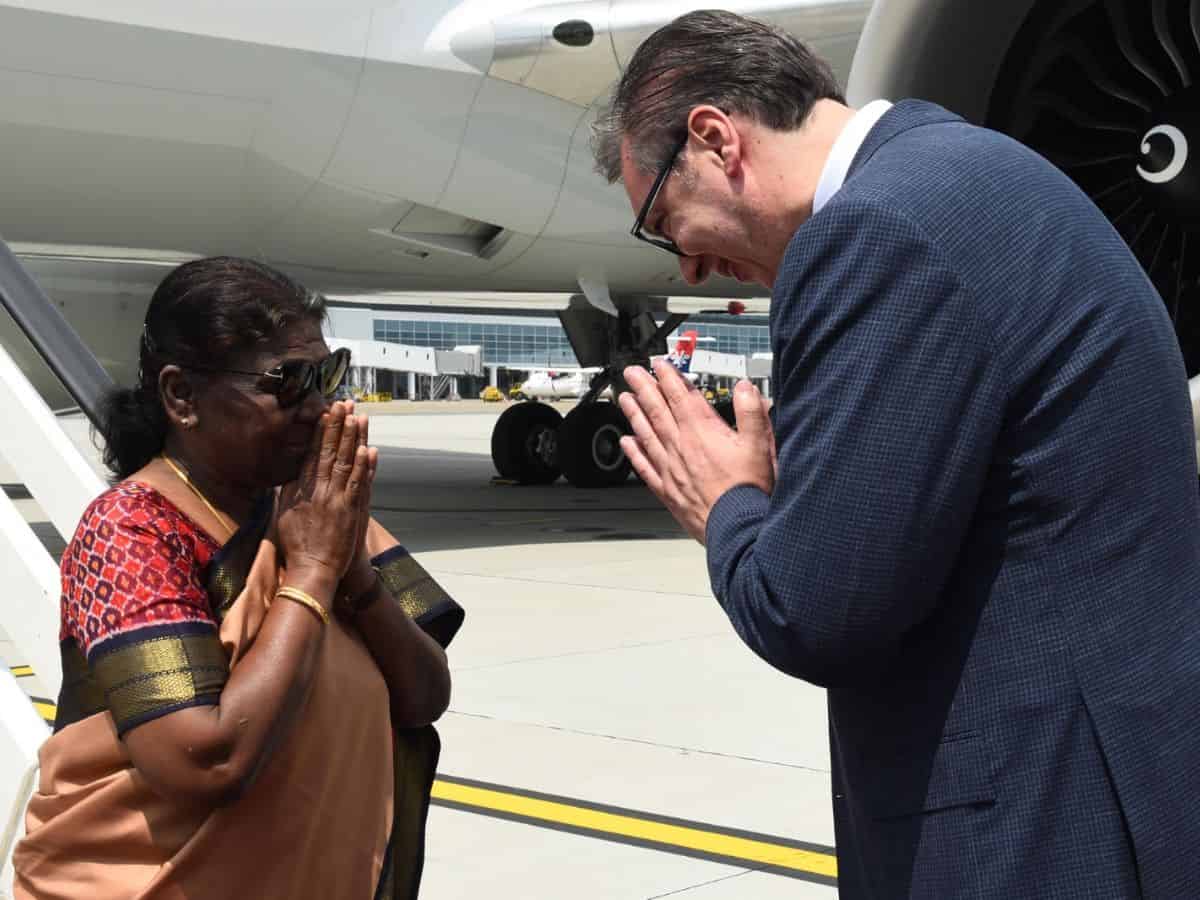 Indian President Droupadi Murmu and Serbia President Aleksandar Vucic